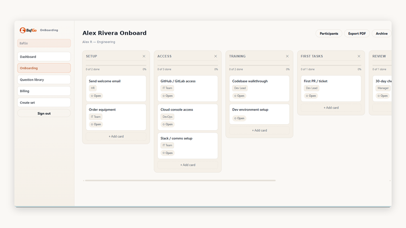Onboarding board screen