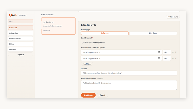 Meet invite extension screen
