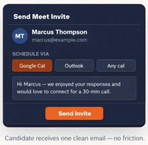 Sending a meet invite to a candidate